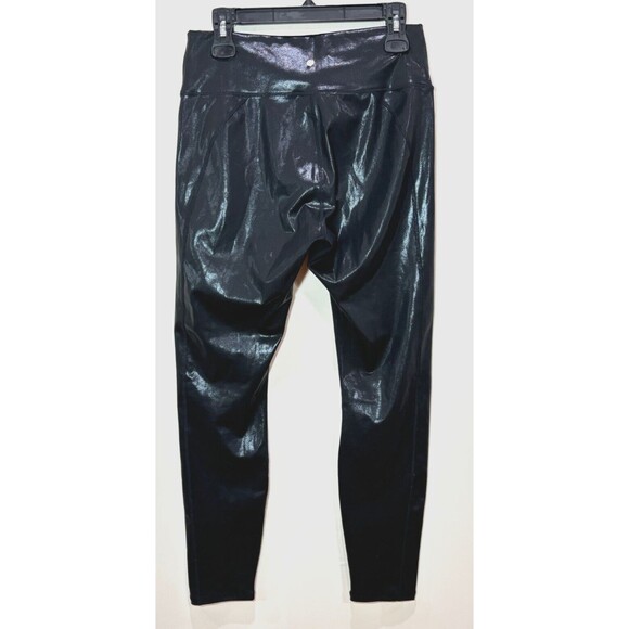 Fabletics Black Vegan Leather Leggings Pants XL Patent Pull On Capsule Wardrobe - Picture 2 of 7